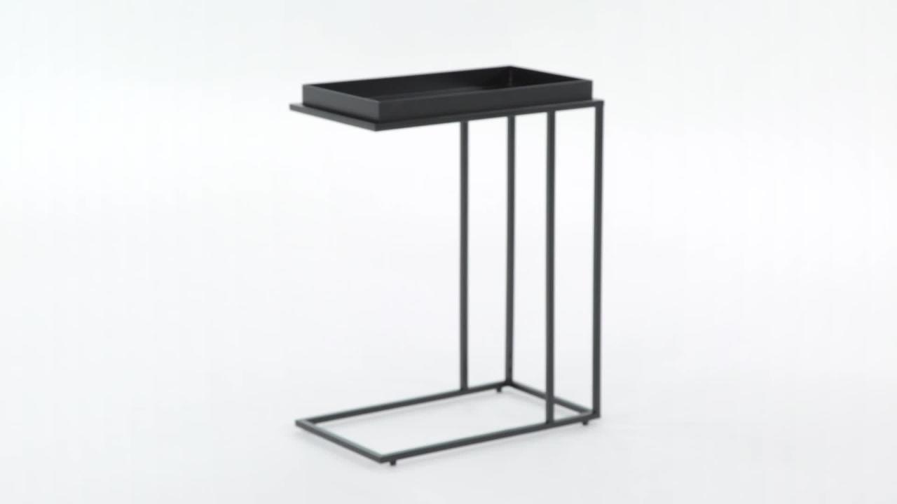 Simpli Home - Garner 17 in. Wide Square Modern Industrial Tray Top End Table in Black