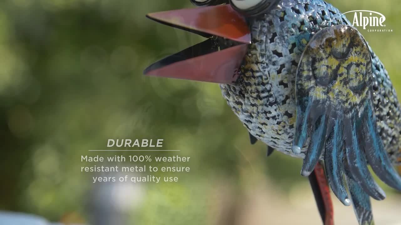 Alpine Corporation 11 in. Tall Outdoor Metal Wide-Eyed Bird
