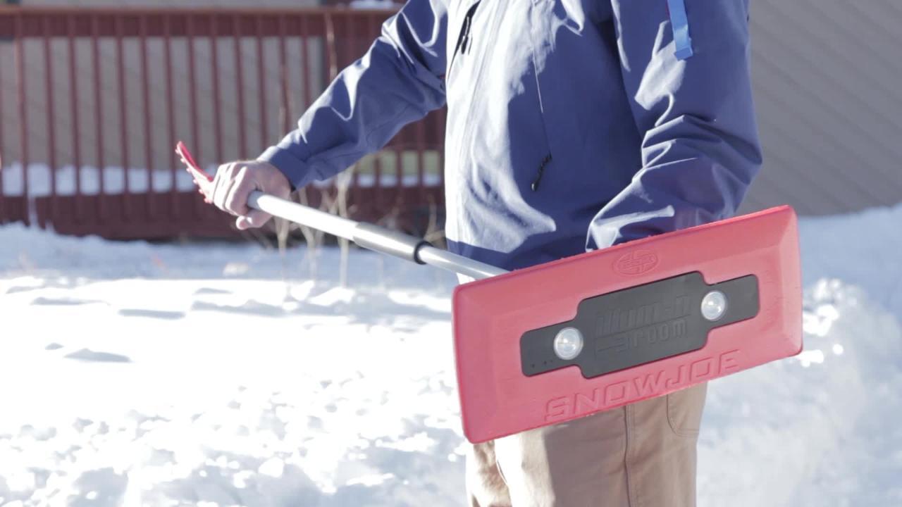 Snow Joe Telescoping Snow Broom + Ice Scraper Blue & Gray SJBLZD - Best Buy