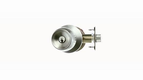 Malaga Keyed Entry Door Knob Lock Set in Satin Stainless Steel