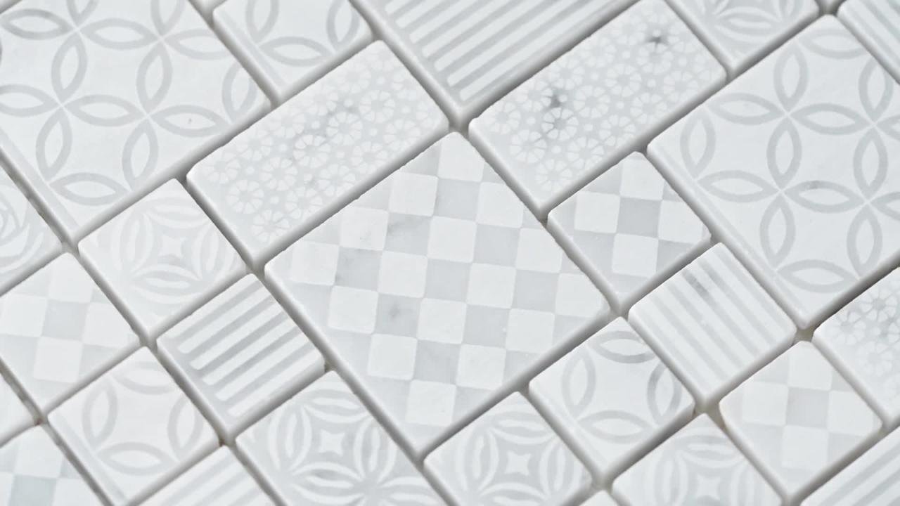 MSI Tetris Blanco Pattern 11.81 in. x 11.81 in. x 10 mm Honed