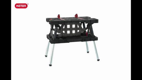 Keter - 21.65 in. x 33.46 in. 33.7 in. Folding Work Table with Adjustable Legs