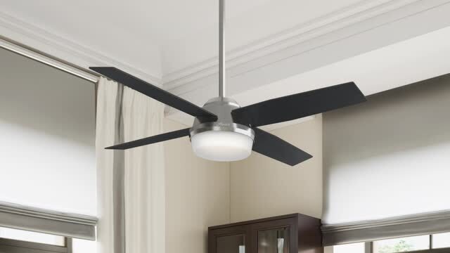 59216 Dempsey 52 inch Hunter Indoor Ceiling Fan with light and remote control Brushed Nickel