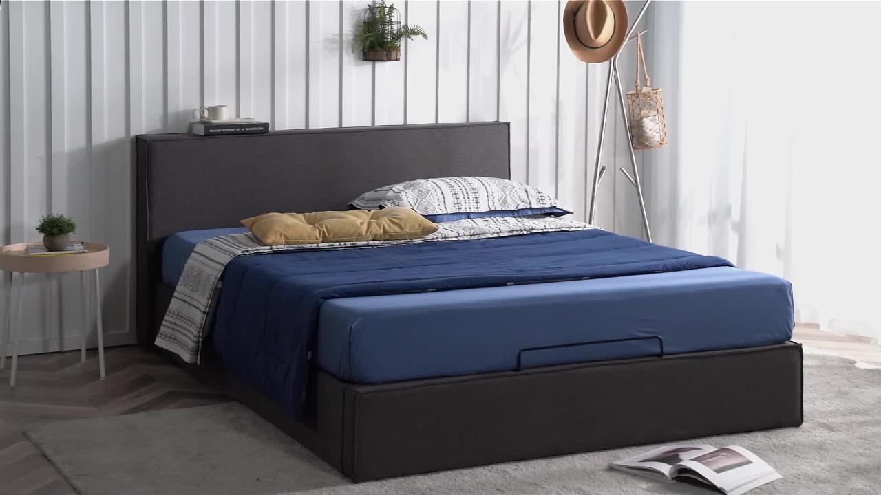 Modern Lift Up Storage Bed Upholstered Platform Bed Frames Full Queen Size  Beds