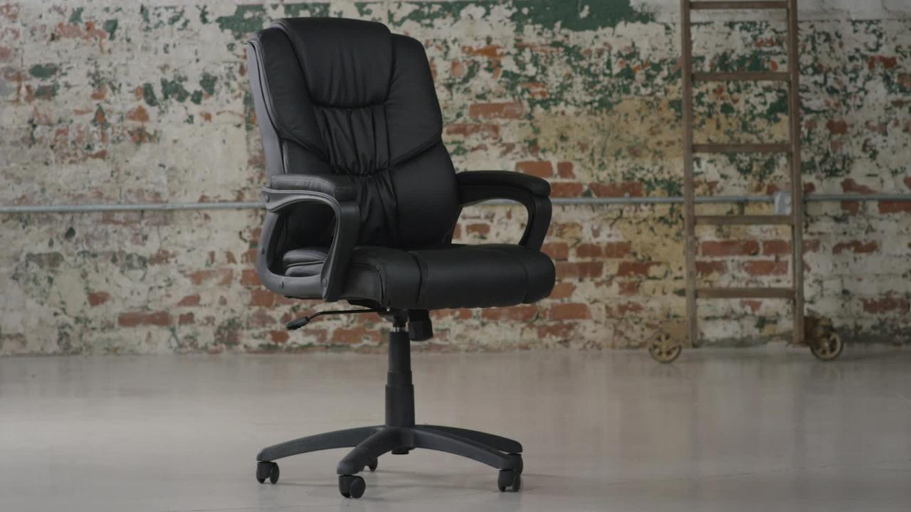 Flash Furniture Basics High Back LeatherSoft-Padded Task Office Chair with Arms, Black