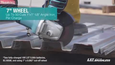 18V X2 LXT (36V) Brushless 7 in. Paddle Switch Cut-Off/Angle Grinder Kit 5.0Ah with bonus Hubbed Grinding Wheel, 10/pk