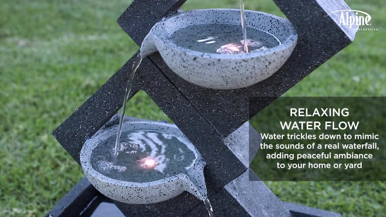 Alpine Corporation - 39 in. Tall Indoor/Outdoor Soothing 4-Tier Zen Fountain with LED Lights