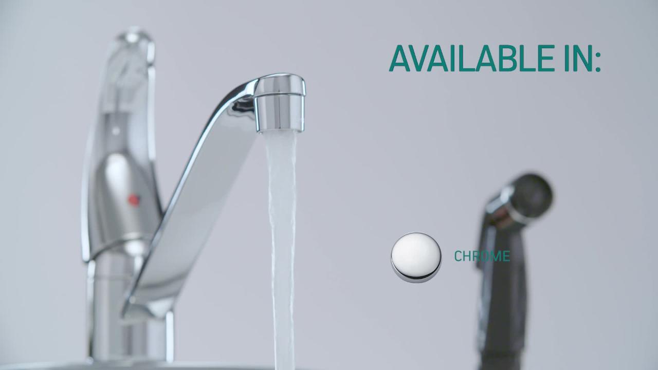Peerless Core Single Handle Standard Kitchen Faucet With Side Sprayer In Chrome P115lf The Home Depot