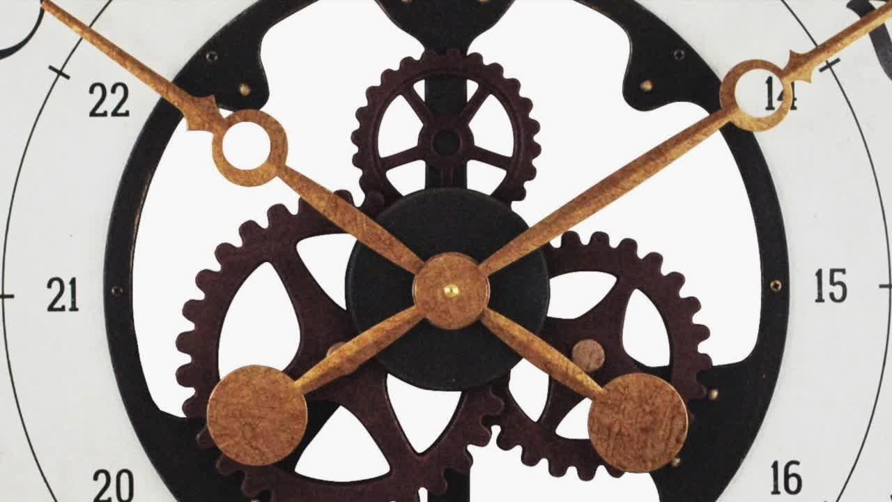 Wall Clock 27 in Multi-Color Oversized Carlisle Gears Wood Frame Rustic Style 