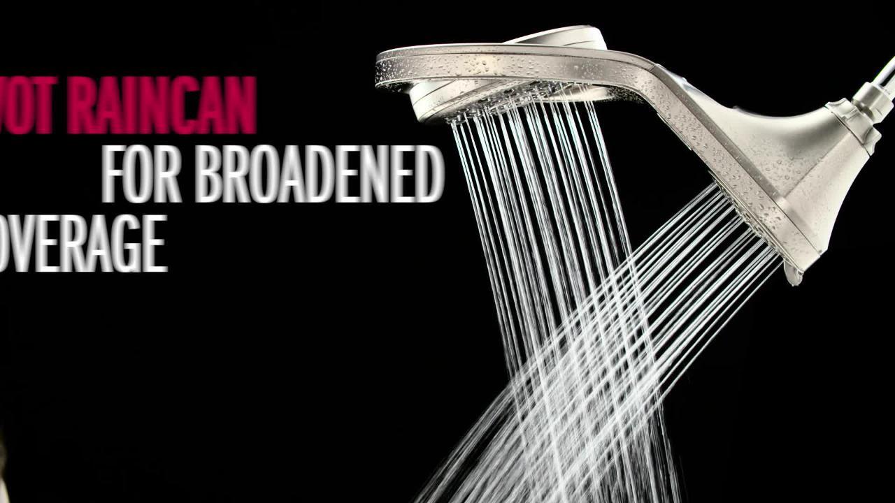 HydroRain Two-in-One 5-Spray 7.9 in. Double Wall Mount Fixed Shower Head in Chrome