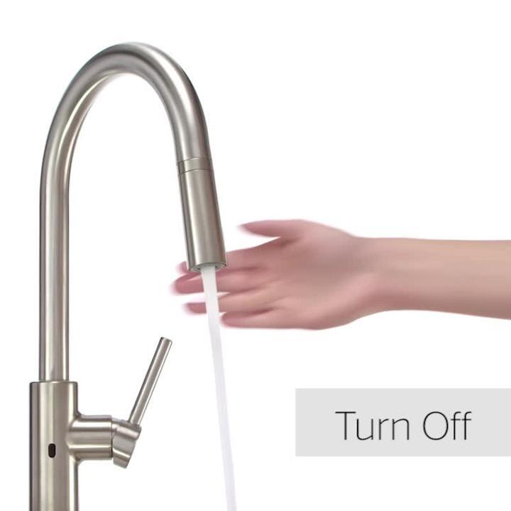 Stellen Single-Handle Electronic Pull-Down Sprayer Kitchen Faucet with React Touchless Technology in Black Stellen Single-Handle Electronic Pull-Down Sprayer Kitchen Faucet with React Touchless Technology in Black