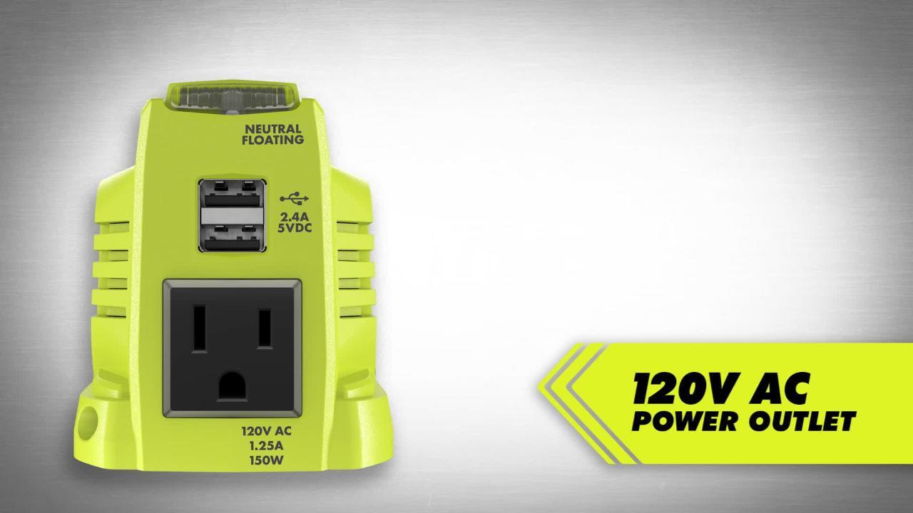 Ryobi 150w powered inverter generator for 18v discount battery