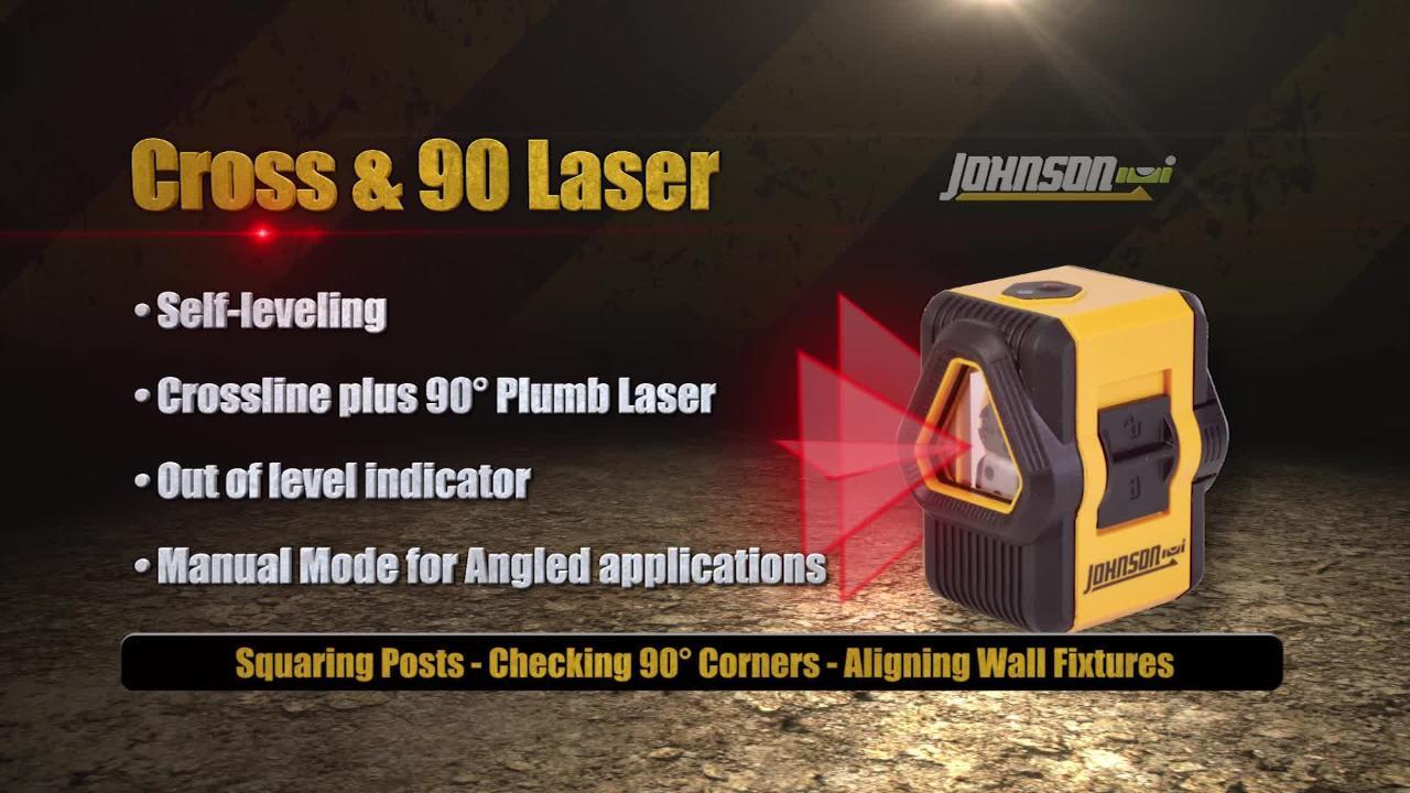 Johnson Level & Tool 40-6648 Self-Leveling Cross and Line Laser; Cross-Line Laser and Additional 90 Degree Plumb Line Johnson Level & Tool 40-6648 Self-Leveling Cross and Line Laser; Cross-Line Laser and Additional 90 Degree Plumb Line