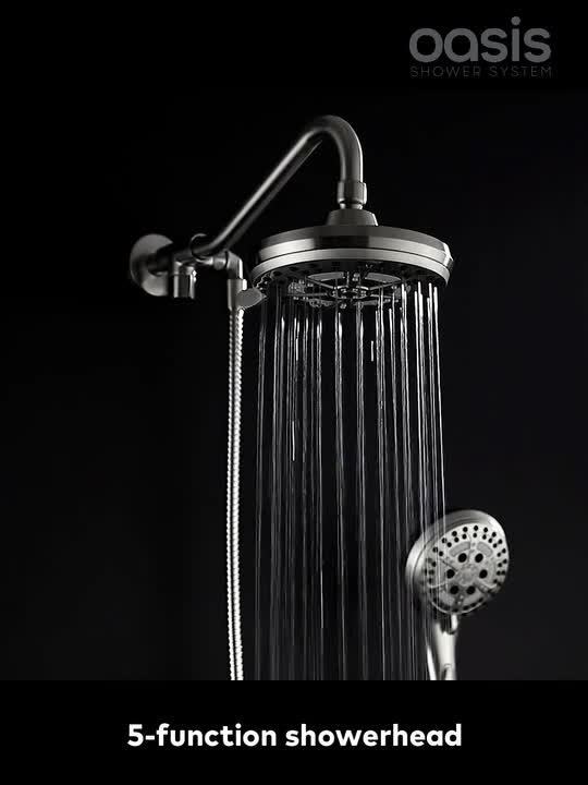 3-spray 5.5 in. Dual Shower Head and Handheld Shower Head with Low Flow in Polished Chrome 3-spray 5.5 in. Dual Shower Head and Handheld Shower Head with Low Flow in Polished Chrome