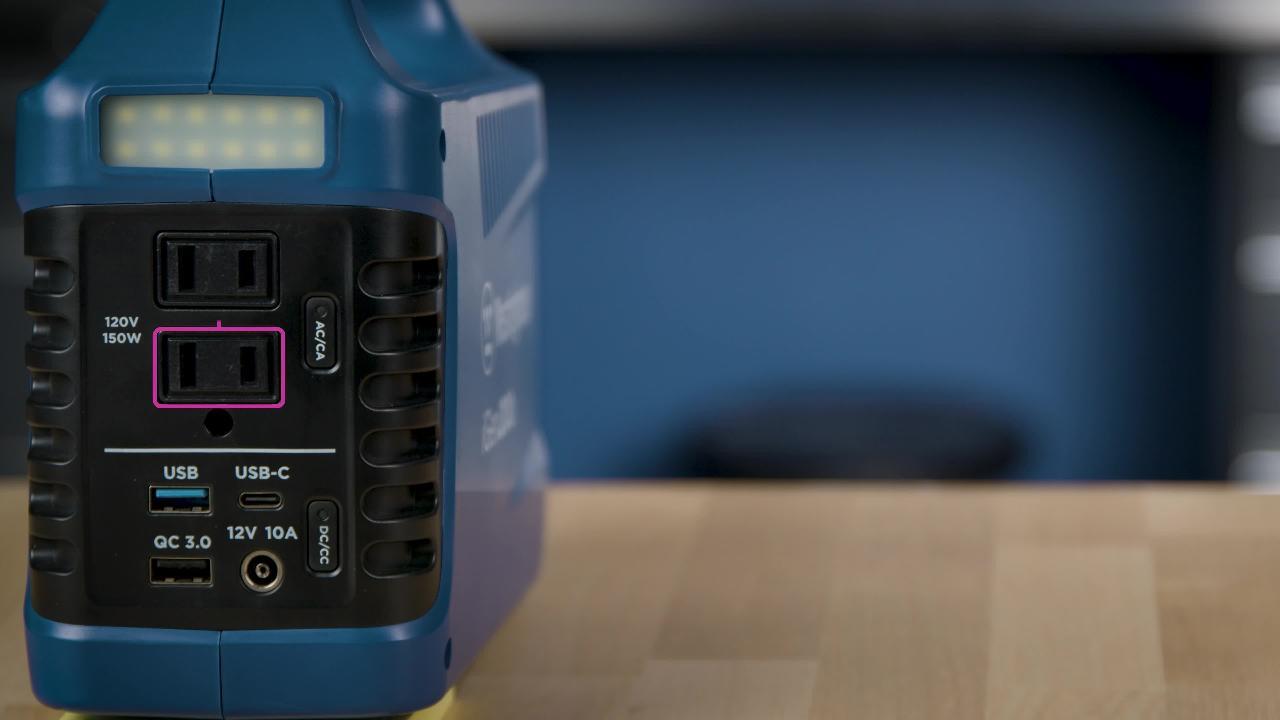 300-Watt Wave Lithium-Ion Portable Power Station with Power Inverter, LCD Display, and Flashlight