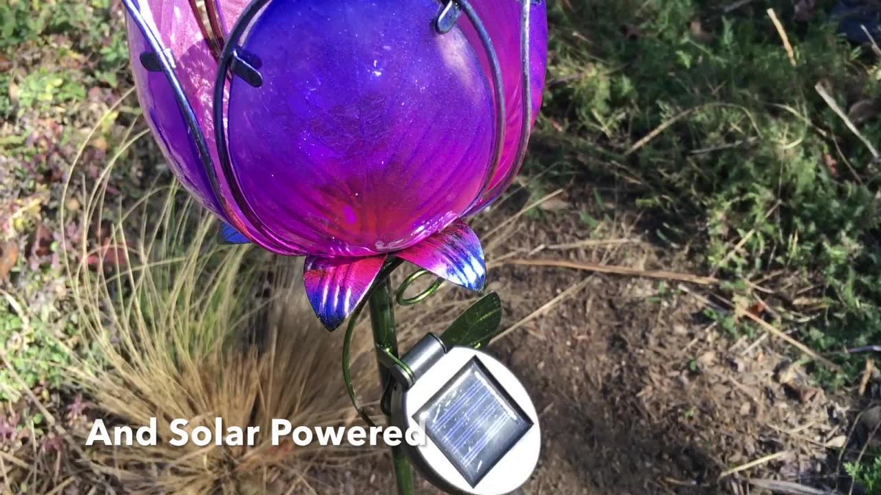 Solar Flower 2.98 ft. Purple Metal Garden Stake