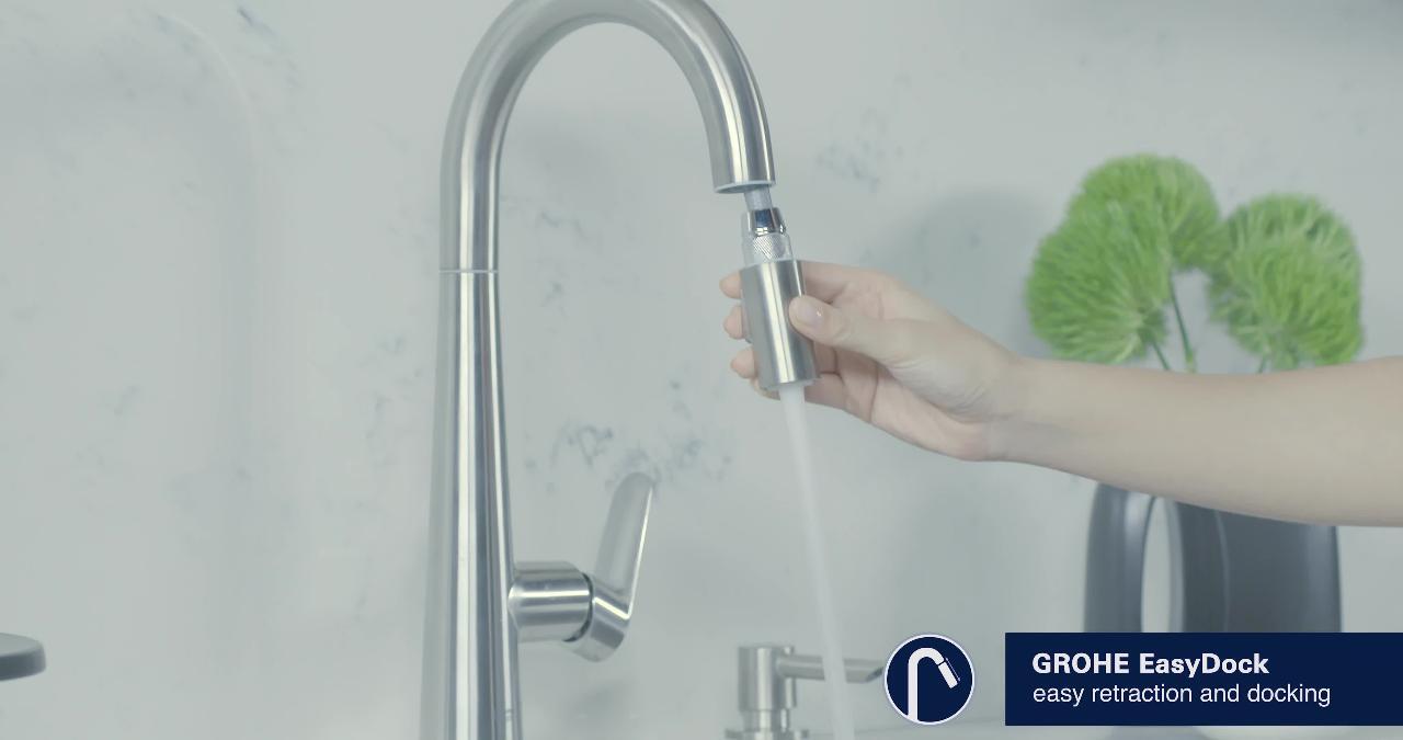 Grohe Veletto - Grifo de fregadero con ducha extraíble, cromo 30419000