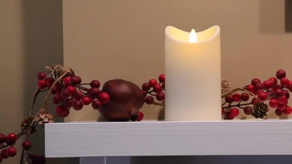 Set 3 Matte Red LED lighted Glass Pillar Candles with Snow Flakes Grad Sizes 