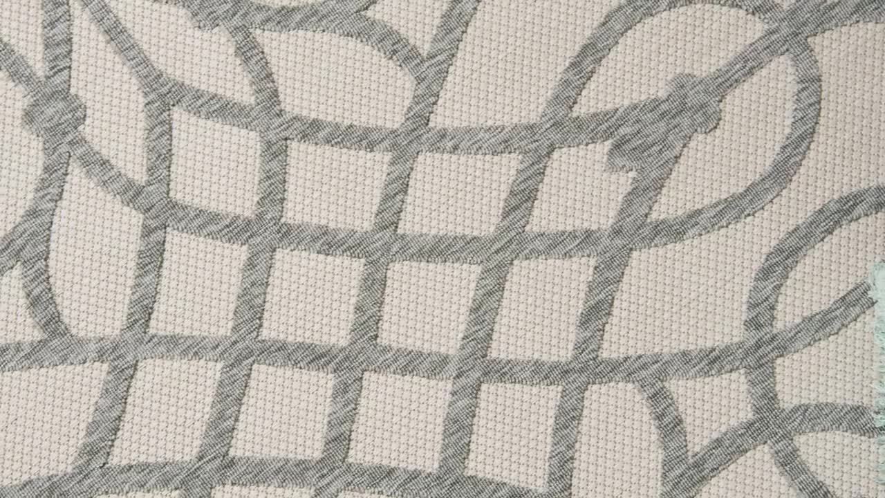 Nourison Palamos Cream Grey 8 Ft X 10 Ft Geometric Contemporary Indoor Outdoor Area Rug 775009 The Home Depot