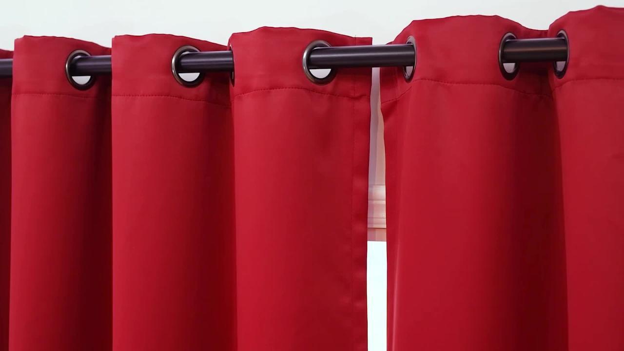 Wheat Polyester Solid 52 in. W x 0 in. L Grommet Blackout Curtain (Set of 2)