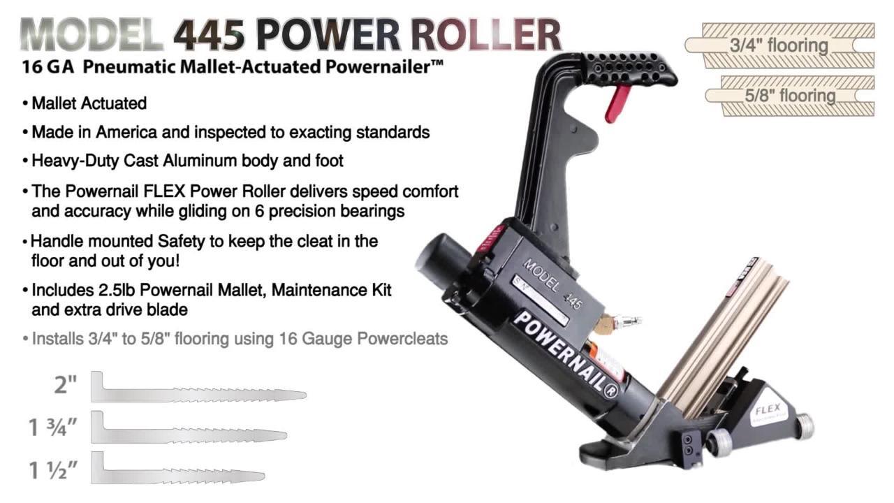 Pneumatic 18-Gauge Flex Power Roller Hardwood Flooring Cleat Nailer Pneumatic 18-Gauge Flex Power Roller Hardwood Flooring Cleat Nailer