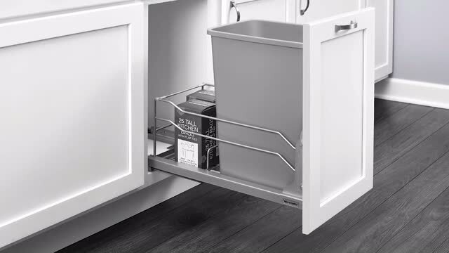 Soft-Close Pull Out Trash Can for Under Sink Base Cabinet SB24+ Rev-A-Shelf  5SBWC-815S-1, Double Bin Metallic Silver Color – Haus Ideas