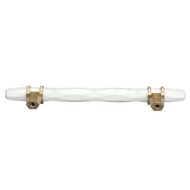 Carrione 5-1/16 in. (128 mm) Marble White/Golden Champagne Cabinet Drawer Pull Carrione 5-1/16 in. (128 mm) Marble White/Golden Champagne Cabinet Drawer Pull