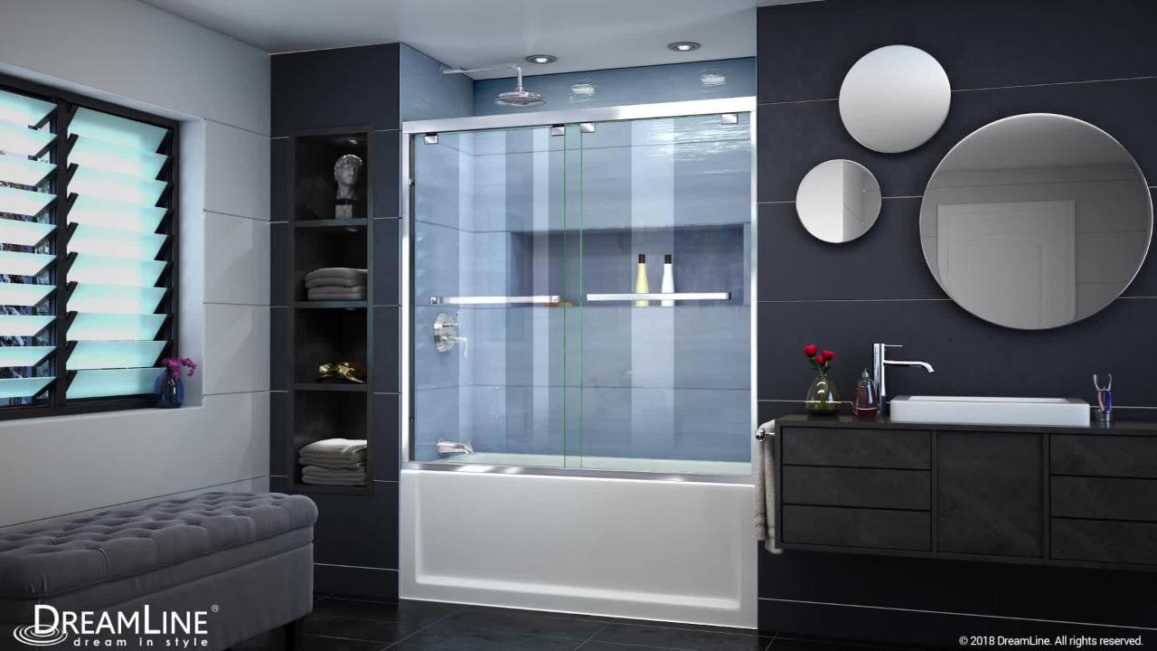 DreamLine Encore 56 to 60 in. x 58 in. Semi-Frameless Bypass Tub