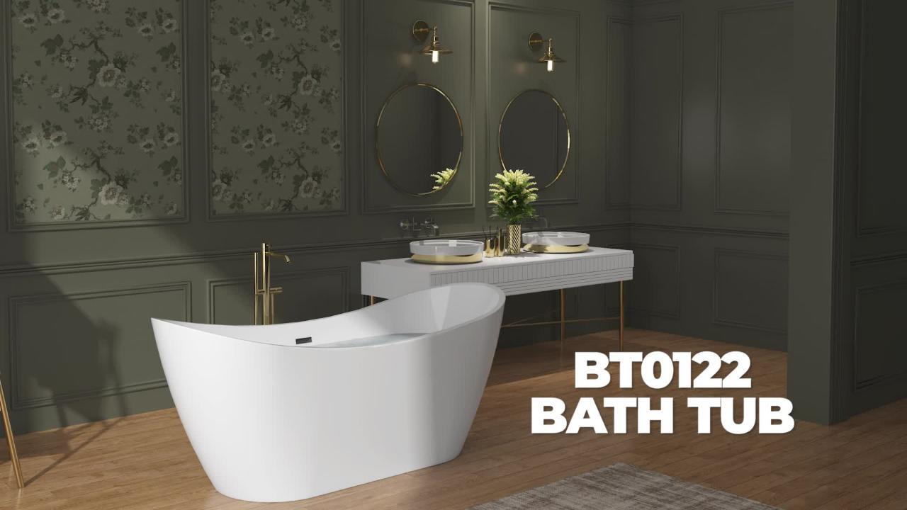Clermont 59 in. Acrylic Freestanding Flatbottom Bathtub in White Clermont 59 in. Acrylic Freestanding Flatbottom Bathtub in White