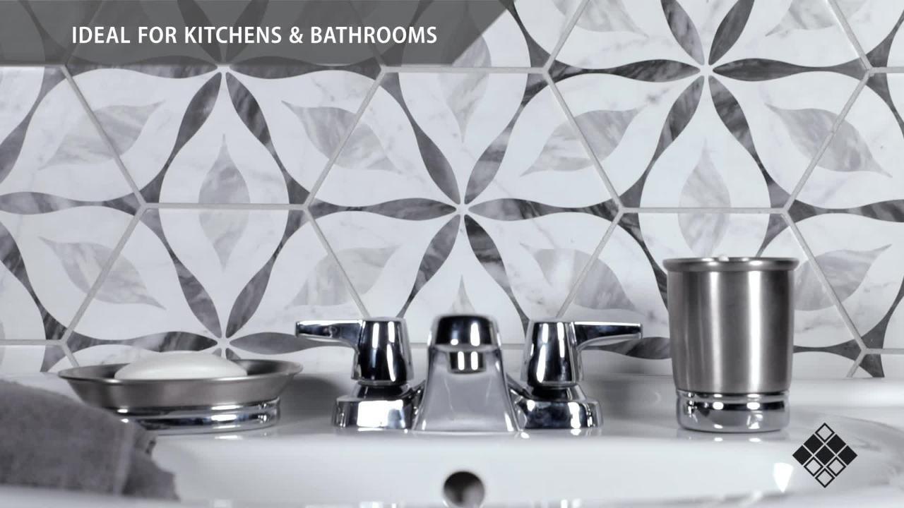 Classico Bardiglio Hex Flower 7 in. x 8 in. Porcelain Floor and Wall Tile (7.5 sq. ft./Case) Classico Bardiglio Hex Flower 7 in. x 8 in. Porcelain Floor and Wall Tile (7.5 sq. ft./Case)