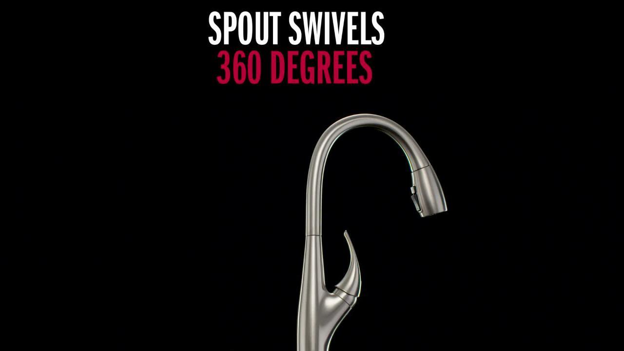 DeLuca Single-Handle Pull-Down Sprayer Kitchen Faucet with ShieldSpray Technology and Soap Dispenser in Stainless DeLuca Single-Handle Pull-Down Sprayer Kitchen Faucet with ShieldSpray Technology and Soap Dispenser in Stainless