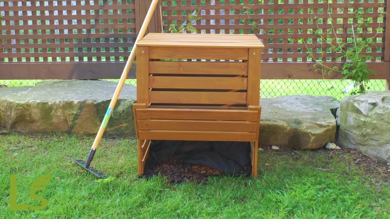 A) Home composter with an aerator on the lid, (B) material in
