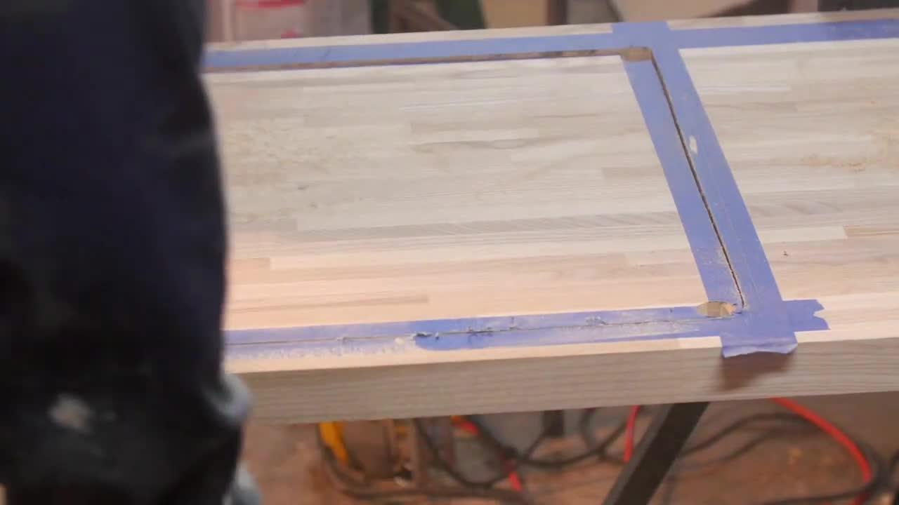 HARDWOOD REFLECTIONS 4 ft. L x 25 in. D Unfinished Ash Butcher Block Standard Countertop with Square Edge