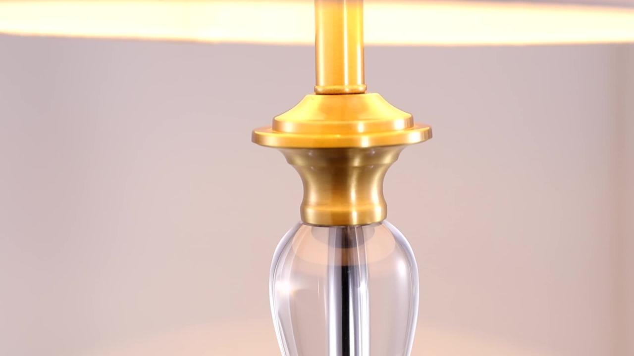 JONATHAN Y Evelyn 60 in. Brass Gold/Clear Crystal/Metal Floor Lamp