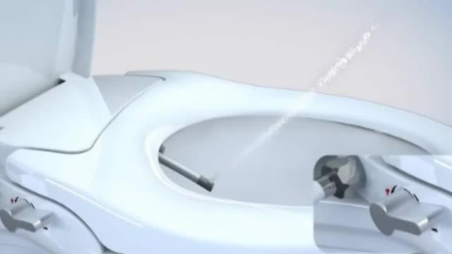 AquaWash 1.0 Manual Bidet Seat with Cadet 3-Right Height Elongated 1.28 GPF  Toilet in White