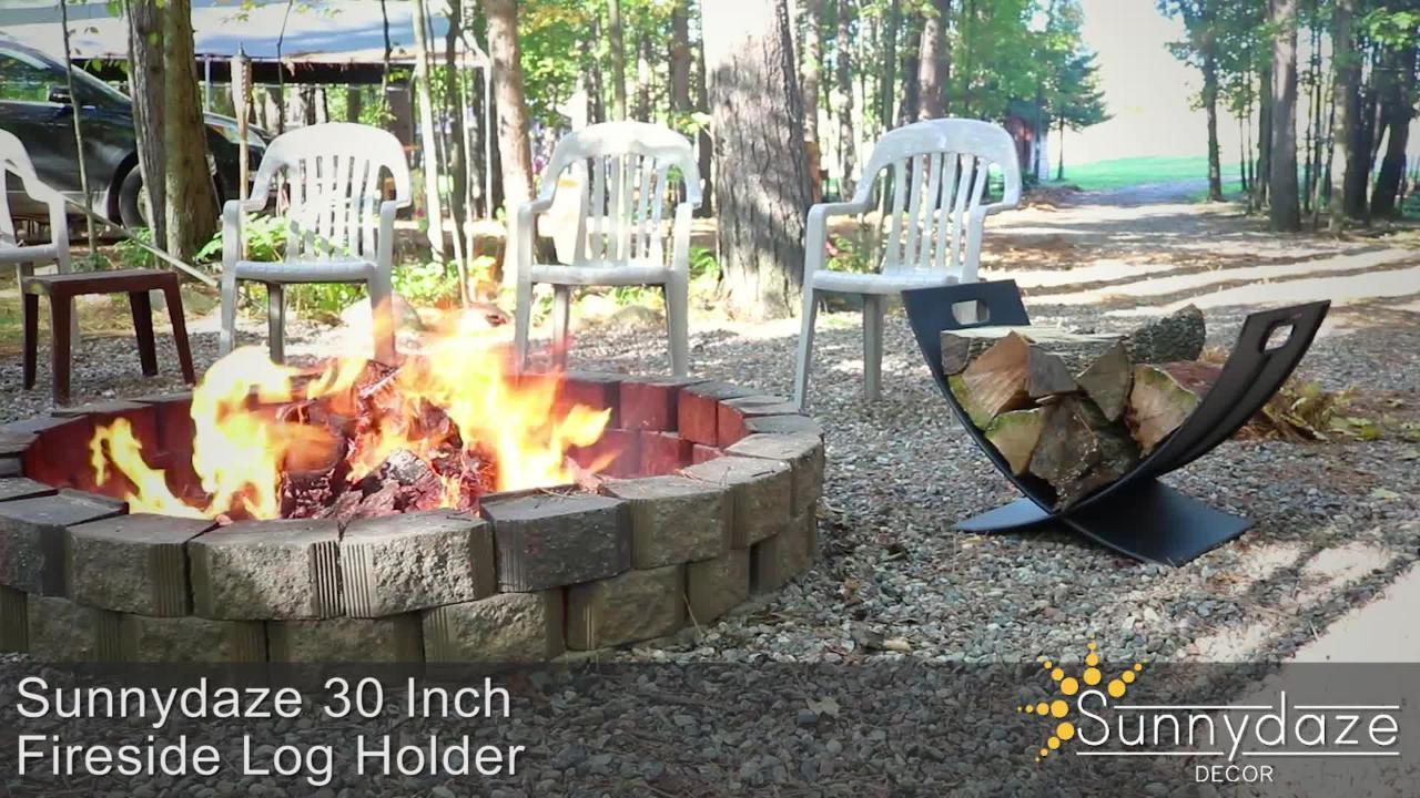 Sunnydaze Black Steel Log Holder Caddy Rack Firewood Storage - 30-Inch