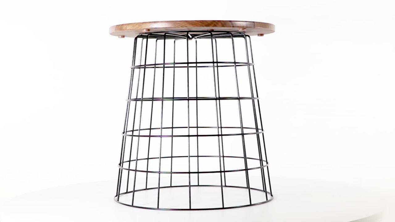 Lavish Home Black/Brown 2-Piece Nesting Veneer Metal and Wood Round ...