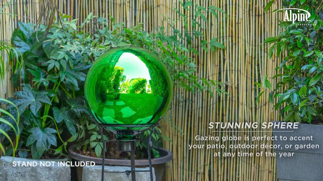 Alpine Corporation - 10 in. Diameter Indoor/Outdoor Glass Yard Decoration, Gazing Ball Green