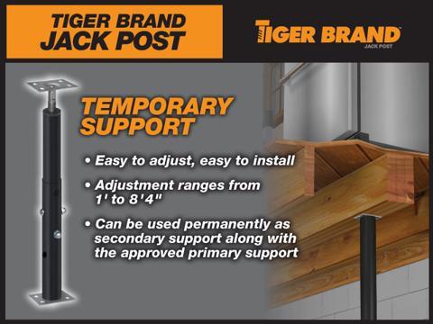 Jack Post 4 in Tiger Brand JS-100 Adjustable 8 ft Black for sale online 