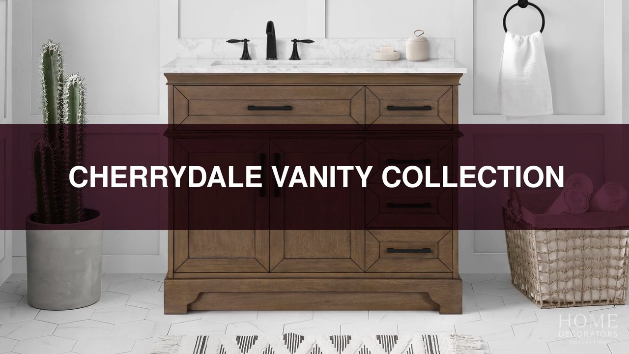 Home Decorators Collection Cherrydale 42 in. Single Sink Almond Latte Bath  Vanity with White Engineered Marble Top (Assembled) Cherrydale 42AL, image size:1280x720