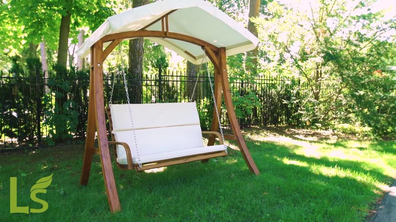 Wooden Patio Swing Seater with Canopy