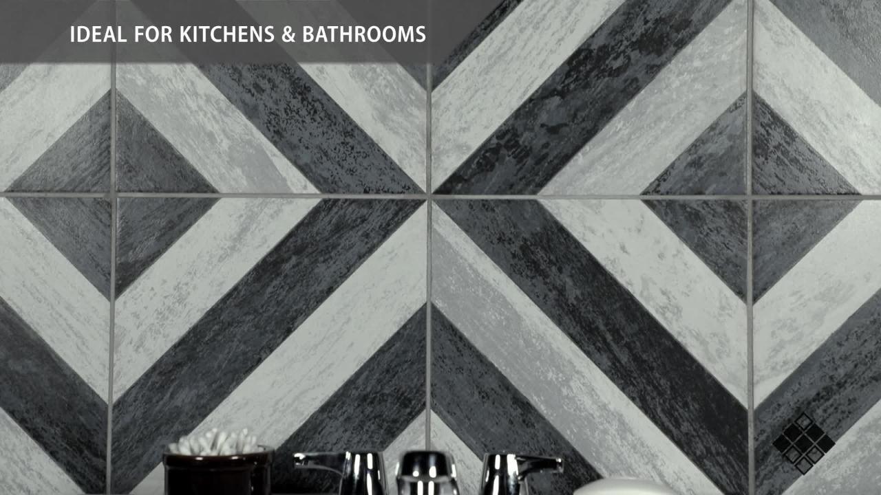 Merola Tile Stella Nero Encaustic 9-3/4 in. x 9-3/4 in. Porcelain Floor and Wall Tile (11.11 sq. ft. / case) Merola Tile Stella Nero Encaustic 9-3/4 in. x 9-3/4 in. Porcelain Floor and Wall Tile (11.11 sq. ft. / case)
