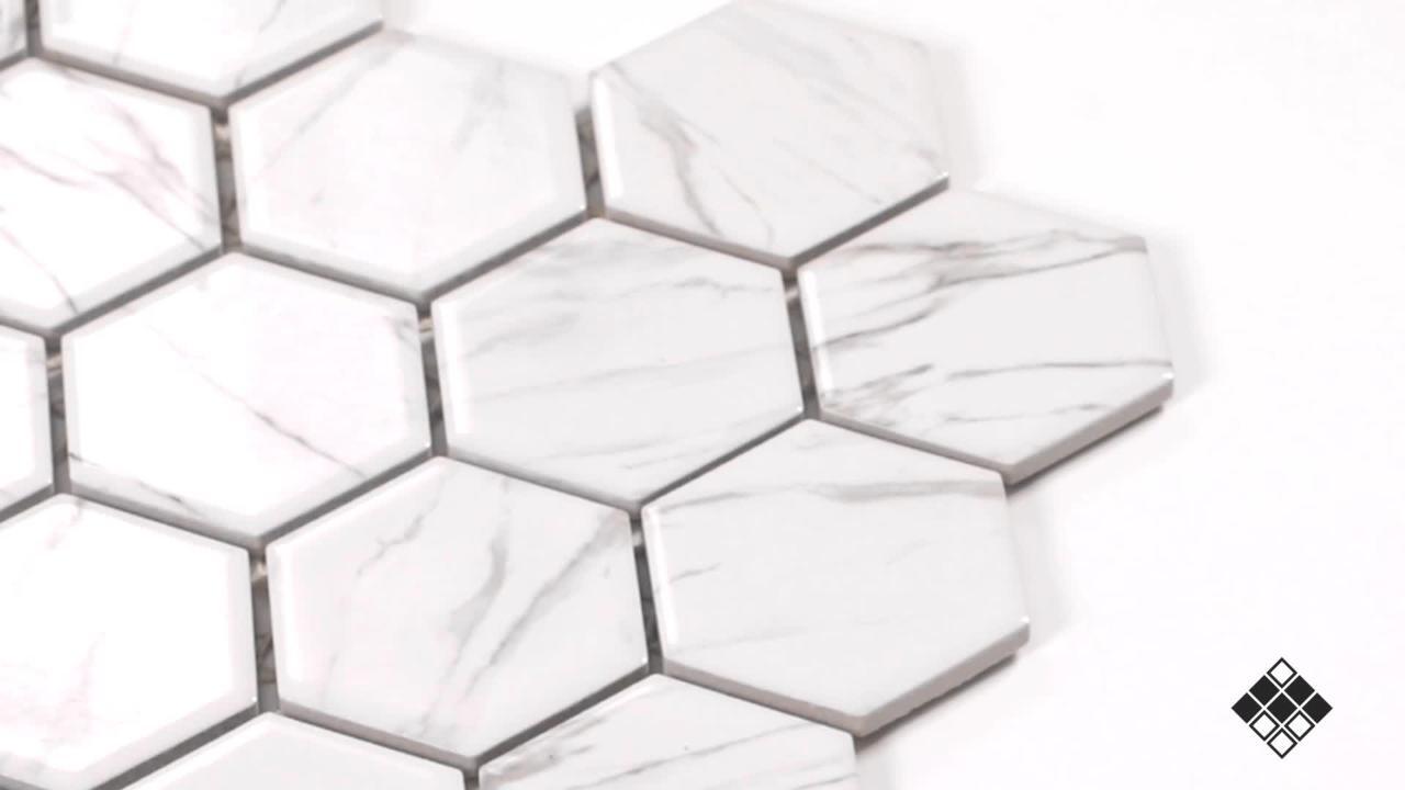 Merola Tile Flo 2 in. Hex White 6 in. x 6 in. Porcelain Mosaic