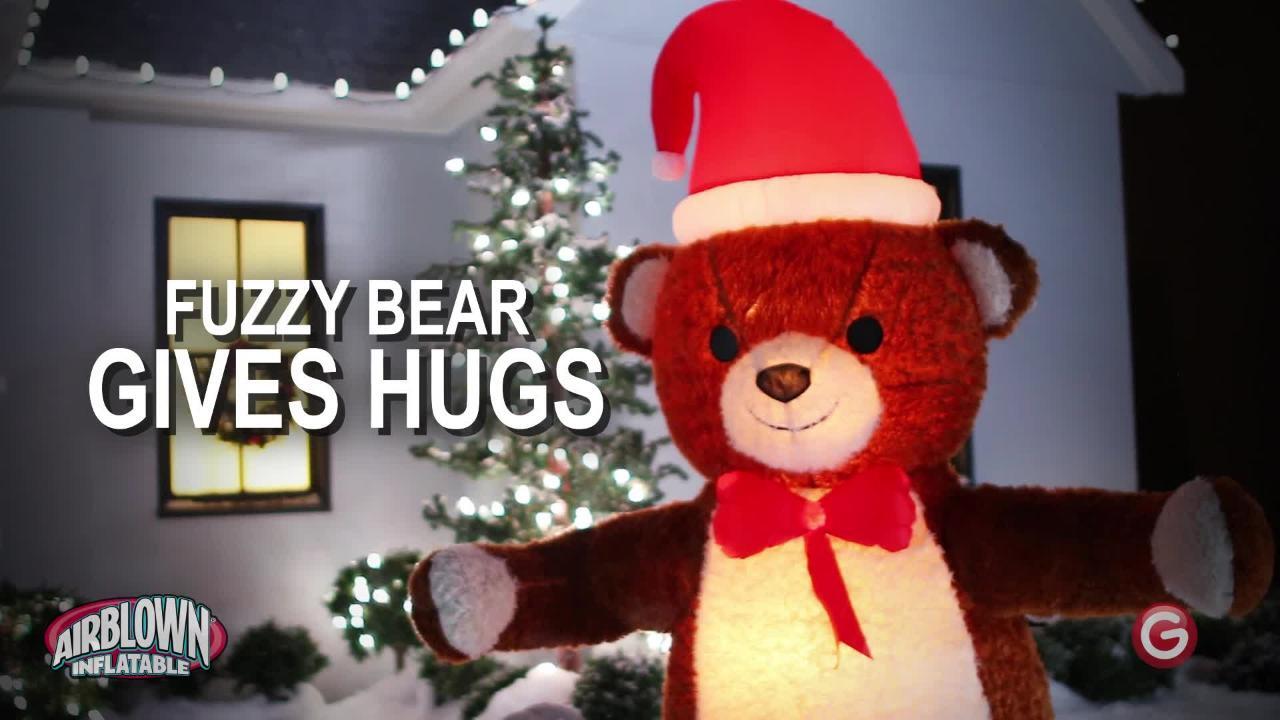 7.51 ft. Pre-lit LED Inflatable Animated Plush Hugging Teddy Bear Airblown