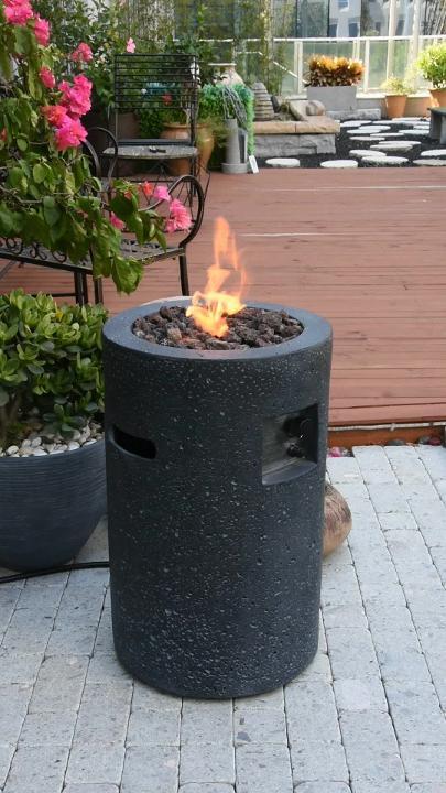 Details about   Fire Pit Column Round Tower Propane Gas Fireplace Patio Heater Portable Outdoor 