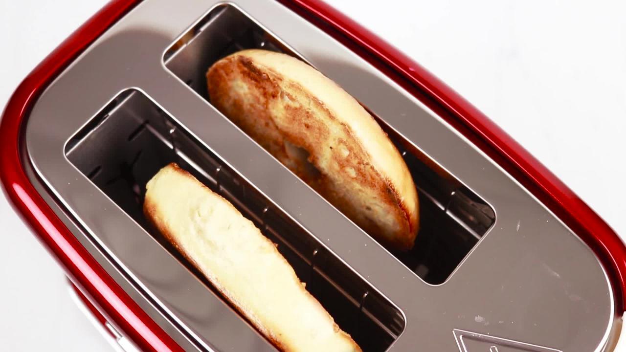 Nostalgia - Retro Series 2-Slice Red Wide Slot Bagel Toaster with Crumb Tray and Shade Settings