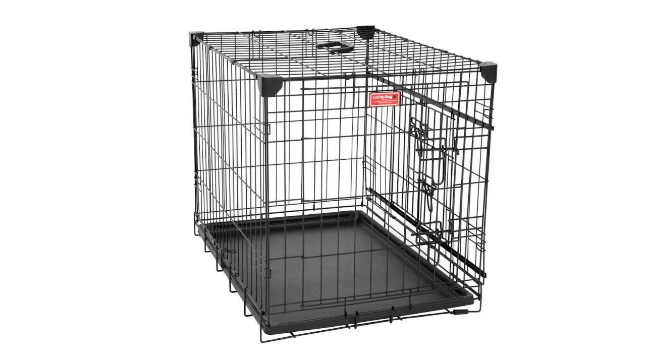 lucky dog sliding double door wire dog crate 36 inch