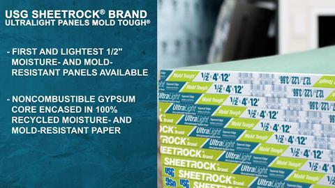 USG Sheetrock Brand - 1/2 in. x 4 ft. x 8 ft. UltraLight Mold Tough Drywall