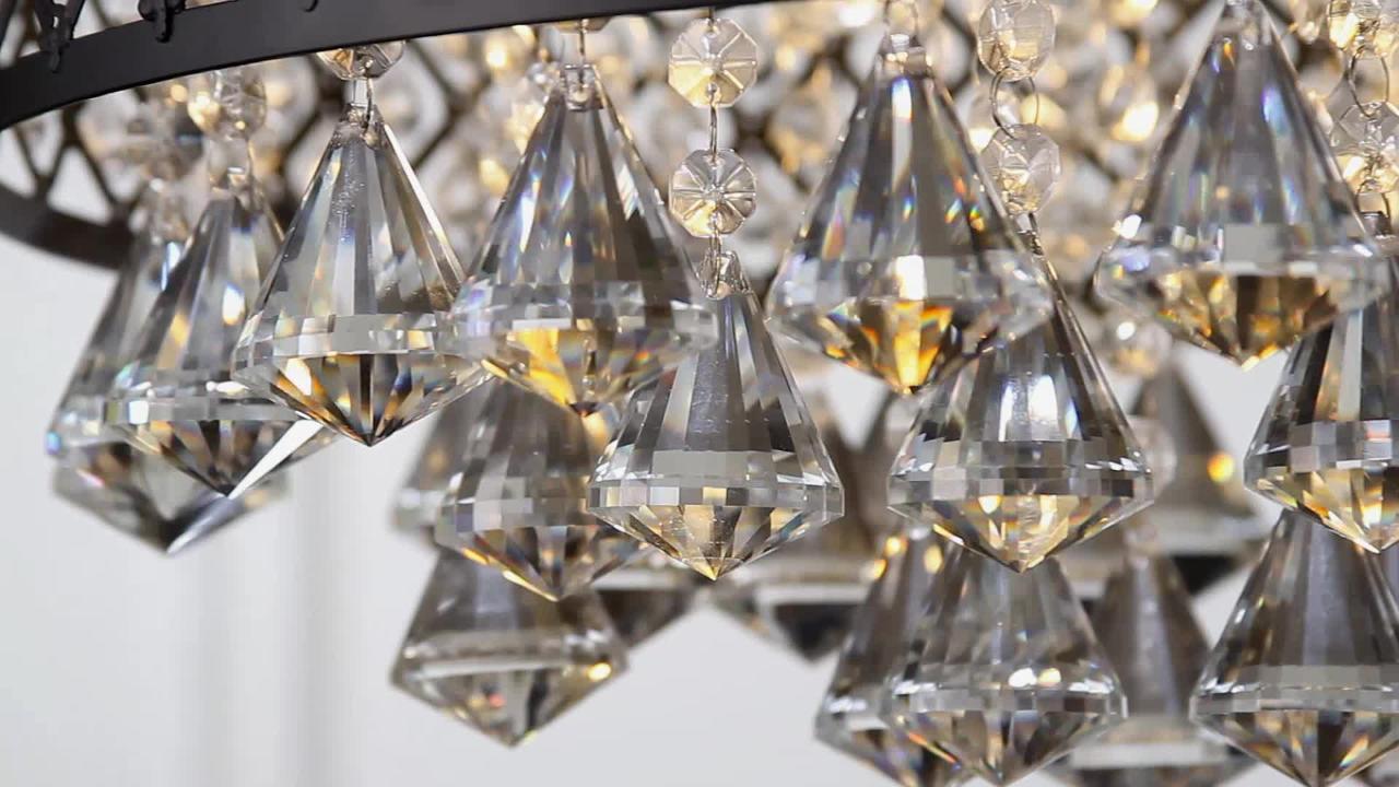 JONATHAN Y Evelyn 17 in. 3-Light Crystal Drops/Metal LED