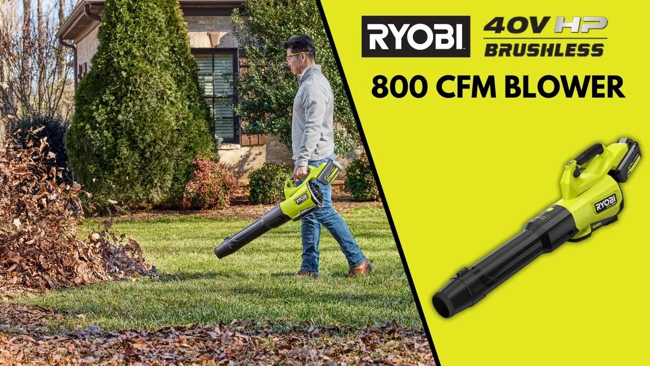 RYOBI 40V HP Brushless 800 CFM Whisper Series Blower with 8.0 Ah